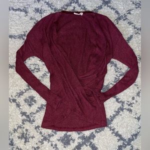 Lush Burgundy Crisscross Surplus Knit Sweater - XS
